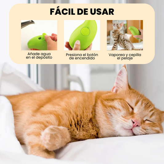 Cepillo de Vapor 3 en 1 - Elimina Muda de Pelo de Mascotas